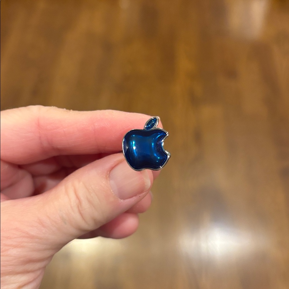 Apple Logo Cufflinks in Blue and Silver - Picture 3 of 6